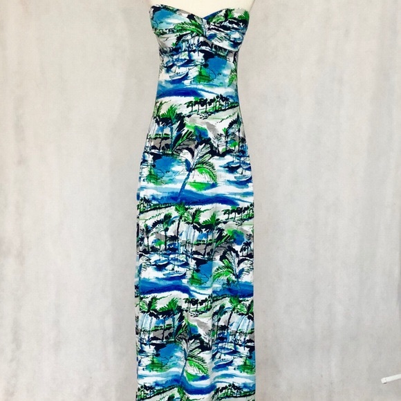 Tommy Bahama Strapless Tropical Print Maxi Dress - Picture 2 of 8